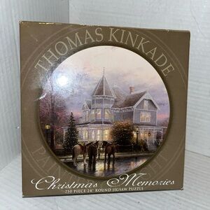 Thomas Kinkade CHRISTMAS MEMORIES Round Jigsaw PUZZLE 750pc 2006 NEW SEALED